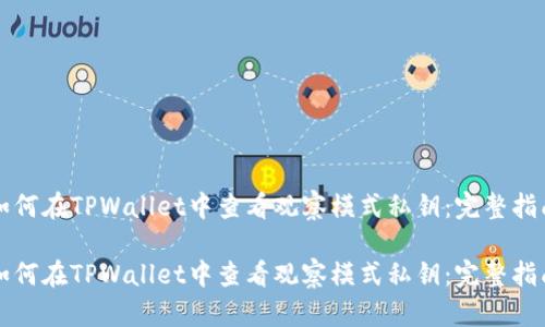 如何在TPWallet中查看观察模式私钥：完整指南

如何在TPWallet中查看观察模式私钥：完整指南